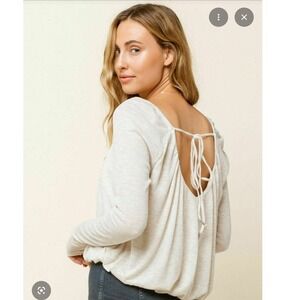 Free People We The‎ Free Bondi Thermal Tie-Back Top Oatmeal Heather- XS